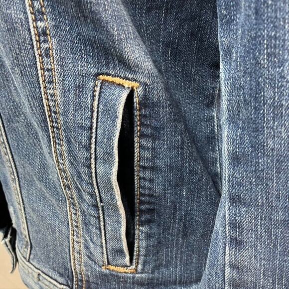 LOFT Denim Jacket Floral Medium wash Pockets Long Sleeve Sz S Classic spring - Picture 12 of 14